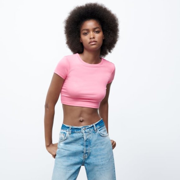 NWT Zara CROP TOP FUCHSIA - Picture 1 of 4